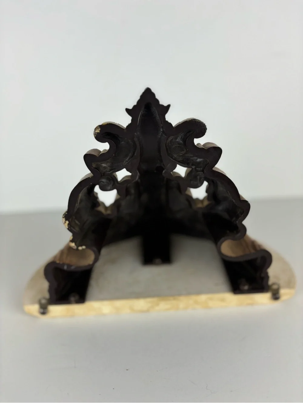 Vintage Syroco Wall Shelf/Bracket with Faux Marble Top-Carved Wood Grain Look
